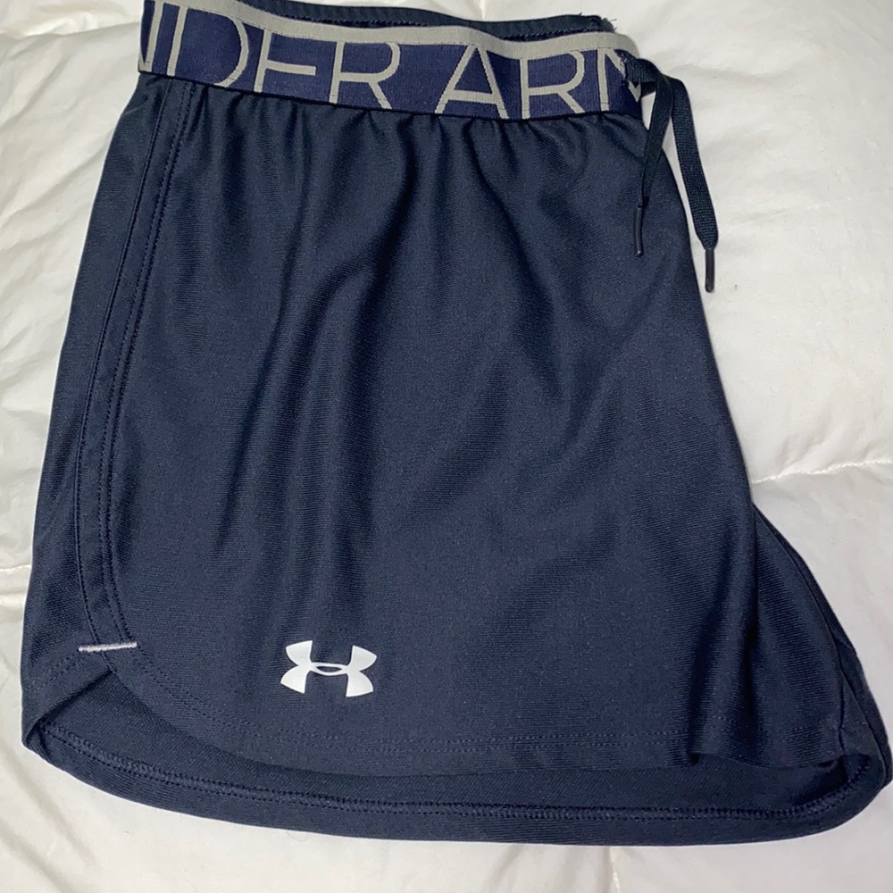 Under Armour Navy Blue Athletic Shorts with Logo Waistband